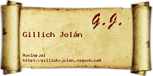 Gillich Jolán névjegykártya