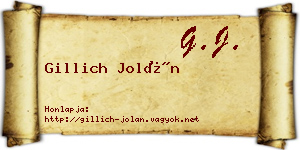 Gillich Jolán névjegykártya